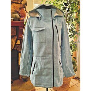 HURLEY Winchester Fleece Detachable Hood Zip Front Jacket In Heather Blue SZ MD